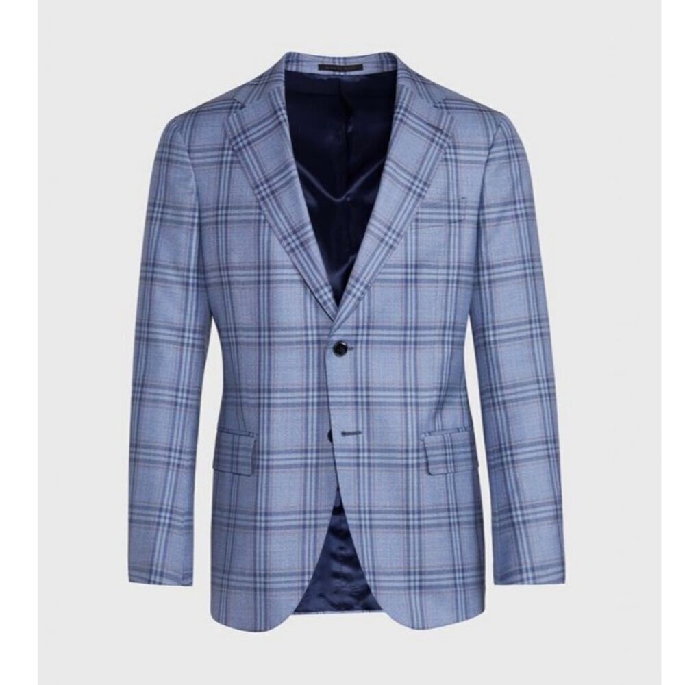 Paul Stuart Blue plaid wool sport coat, Size 54R